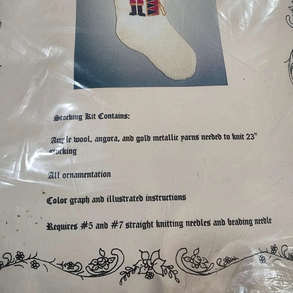 RARE Vintage Elegant Heirlooms Nutcracker‎ Christmas Stocking Knitting Kit 23